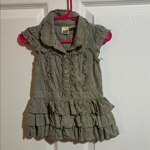 Faded Glory Olive Green Ruffled Tiered Girls Dress